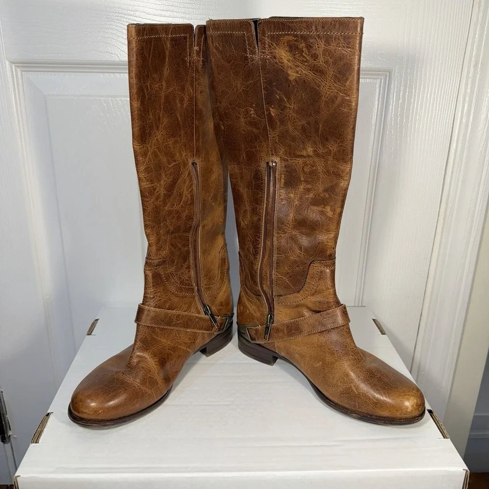 UGG Australia Channing Brown Leather Harness Knee High Riding‎ Boots Sz 7